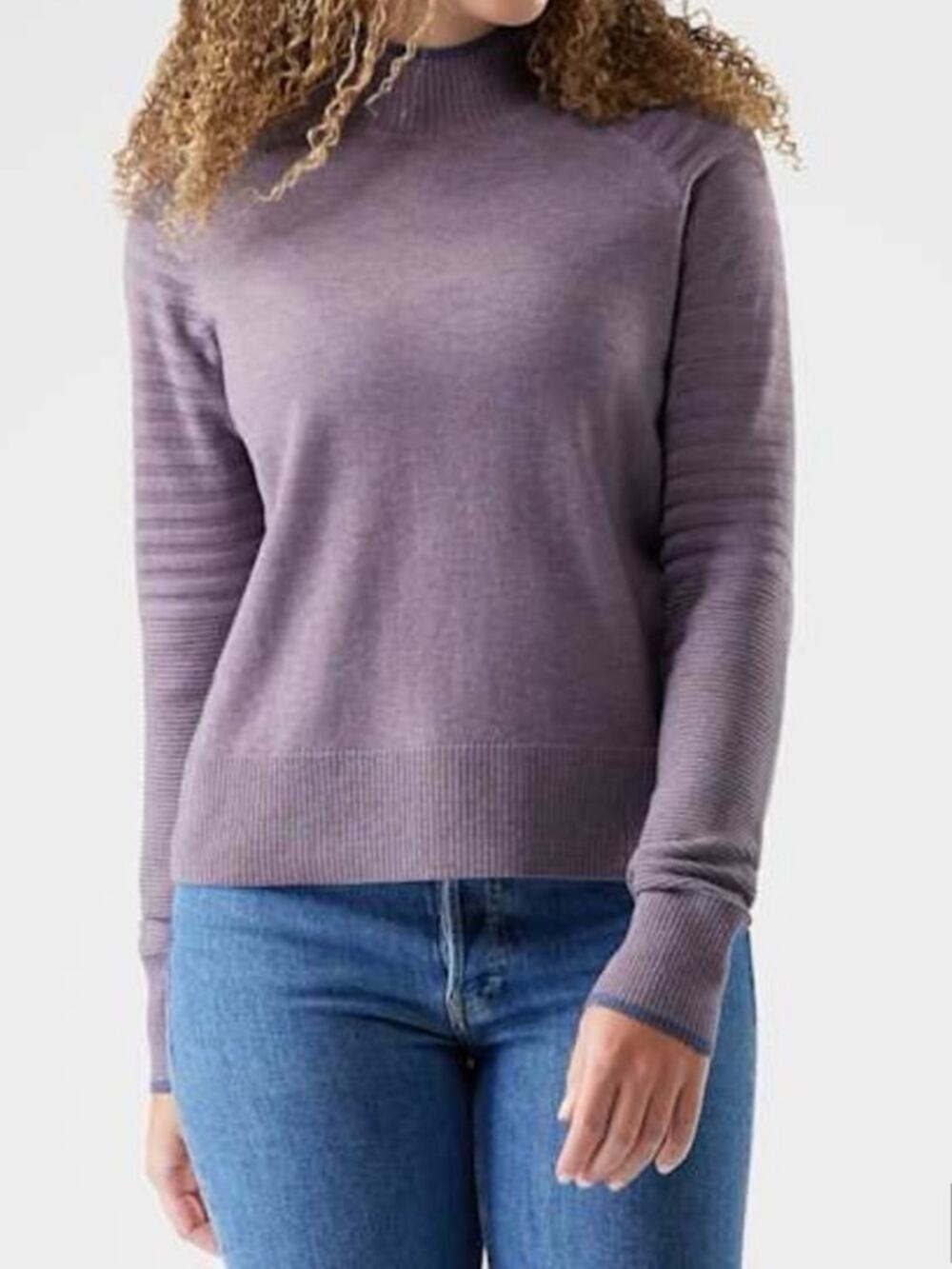 Smartwool Edgewood mock neck purple sweater wool blend skiing size XS